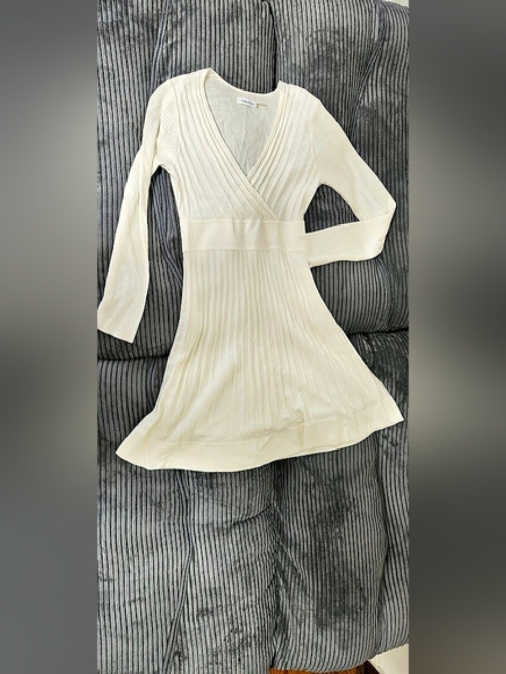 Calvin Klein Pleated Mini Dress in White Like New